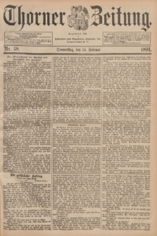 Thorner Zeitung : Begründet 1760. 1894, Nr. 38 (15 Februar)
