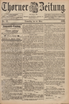 Thorner Zeitung : Begründet 1760. 1894, Nr. 72 (29 März)