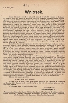 [Kadencja VIII, sesja I, al. 401] Alegata do Sprawozdań Stenograficznych z Pierwszej Sesyi Ósmego Peryodu Sejmu Krajowego Królestwa Galicyi i Lodomeryi z Wielkiem Księstwem Krakowskiem z roku 1902/903. Alegat 401