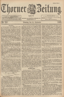 Thorner Zeitung : begründet 1760. 1897, Nr. 213 (12 September) - Erstes Blatt