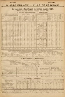 Miasto Kraków : sprawozdanie statystyczne za miesiąc marzec 1924 = Ville de Cracovie : bulletin mensuel de statistique municipale pour mars 1924