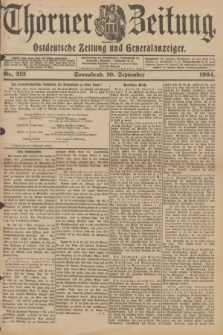 Thorner Zeitung : Ostdeutsche Zeitung und Generalanzeiger. 1904, Nr. 213 (10 September) + dod.