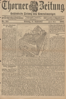 Thorner Zeitung : Ostdeutsche Zeitung und Generalanzeiger. 1904, Nr. 214 (11 September) - Zweites Blatt