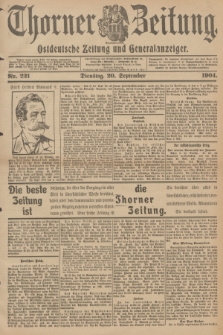 Thorner Zeitung : Ostdeutsche Zeitung und Generalanzeiger. 1904, Nr. 221 (20 September) + dod.