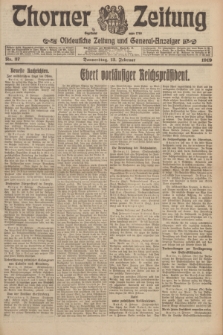 Thorner Zeitung : Ostdeutsche Zeitung und General-Anzeiger. 1919, Nr. 37 (13 Februar)