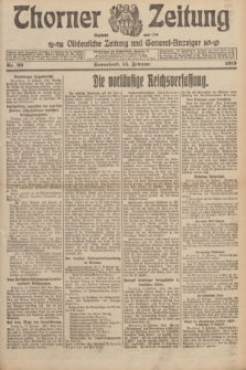 Thorner Zeitung : Ostdeutsche Zeitung und General-Anzeiger. 1919, Nr. 39 (15 Februar)