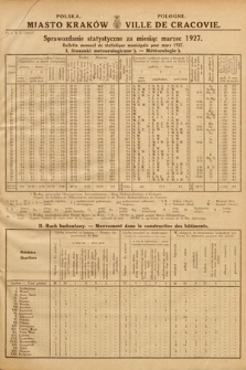 Miasto Kraków : sprawozdanie statystyczne za miesiąc marzec 1927 = Ville de Cracovie : bulletin mensuel de statistique municipale pour mars 1927