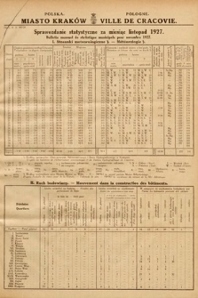 Miasto Kraków : sprawozdanie statystyczne za miesiąc listopad 1927 = Ville de Cracovie : bulletin mensuel de statistique municipale pour novembre 1927