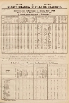 Miasto Kraków : sprawozdanie statystyczne za miesiąc luty 1928 = Ville de Cracovie : bulletin mensuel de statistique municipale pour février 1928