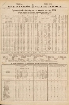 Miasto Kraków : sprawozdanie statystyczne za miesiąc marzec 1928 = Ville de Cracovie : bulletin mensuel de statistique municipale pour mars 1928