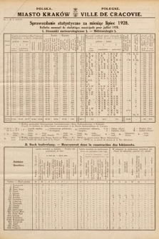 Miasto Kraków : sprawozdanie statystyczne za miesiąc lipiec 1928 = Ville de Cracovie : bulletin mensuel de statistique municipale pour juillet 1928