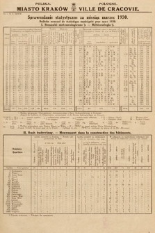 Miasto Kraków : sprawozdanie statystyczne za miesiąc marzec 1930 = Ville de Cracovie : bulletin mensuel de statistique municipale pour mars 1930