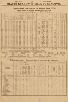 Miasto Kraków : sprawozdanie statystyczne za miesiąc lipiec 1930 = Ville de Cracovie : bulletin mensuel de statistique municipale pour juillet 1930