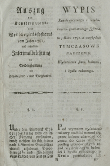 Auszug des konskripzions = und Verbbezirkssystems vom Jhre 1781, und respektive Interimalbelehrung der Evidenzhaltung des Populazions = und Viehstandes : [Inc.:] Unter dem Ausdruck Evidenzhaltung wird ein solcher Fürgang verstanden [...]