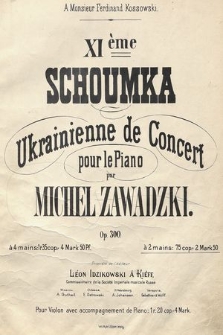 XIème schoumka ukrainienne de concert : pour le piano : à 2 mains : Op. 300