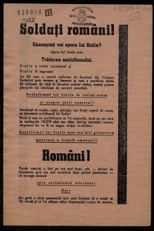 Soldaţi Români! Cunoaşteţi voj opera lui Stalin?