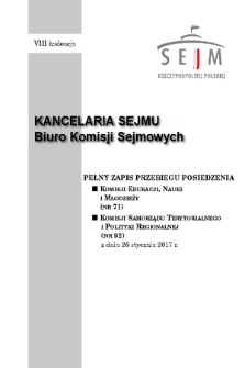 Pełny Zapis Przebiegu Posiedzenia Komisji Samorządu Terytorialnego i Polityki Regionalnej (nr 92) z dnia 26 stycznia 2017 r.