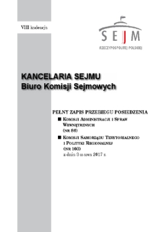 Pełny Zapis Przebiegu Posiedzenia Komisji Samorządu Terytorialnego i Polityki Regionalnej (nr 103) z dnia 8 marca 2017 r.