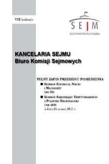 Pełny Zapis Przebiegu Posiedzenia Komisji Samorządu Terytorialnego i Polityki Regionalnej (nr 106) z dnia 23 marca 2017 r.