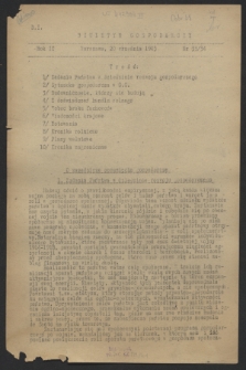 Biuletyn Gospodarczy. R.2, nr 33/34 (20 września 1943)