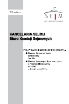 Pełny Zapis Przebiegu Posiedzenia Komisji Samorządu Terytorialnego i Polityki Regionalnej (nr 120) z dnia 24 maja 2017 r.