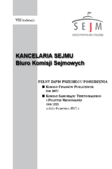 Pełny Zapis Przebiegu Posiedzenia Komisji Samorządu Terytorialnego i Polityki Regionalnej (nr 122) z dnia 6 czerwca 2017 r.