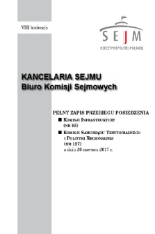 Pełny Zapis Przebiegu Posiedzenia Komisji Samorządu Terytorialnego i Polityki Regionalnej (nr 127) z dnia 20 czerwca 2017 r.