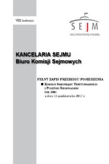 Pełny Zapis Przebiegu Posiedzenia Komisji Samorządu Terytorialnego i Polityki Regionalnej (nr 160) z dnia 18 października 2017 r.