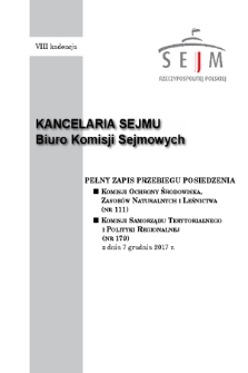 Pełny Zapis Przebiegu Posiedzenia Komisji Samorządu Terytorialnego i Polityki Regionalnej (nr 179) z dnia 7 grudnia 2017 r.