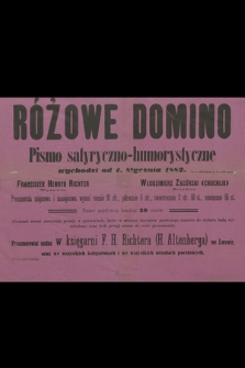 Różowe domino : Pismo satyryczno-humorystyczne wychodzi od 1. stycznia 1882