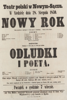 Teatr polski w Nowym-Sączu w niedzielę dnia 28. sierpnia 1859 : Nowy Rok, obraz narodowy ze śpiewami, rozpocznie Odludki i Poeta