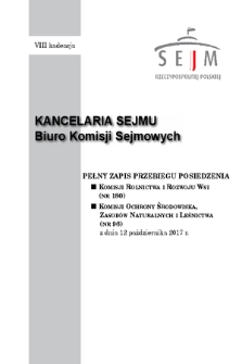 Pełny Zapis Przebiegu Posiedzenia Komisji Rolnictwa i Rozwoju Wsi (nr 180) z dnia 12 października 2017 r.