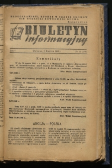 Biuletyn Informacyjny. R.5, nr 15 (15 kwietnia 1943) = nr 170