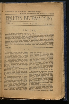 Biuletyn Informacyjny. R.5, nr 29 (22 lipca 1943) = nr 184