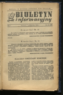 Biuletyn Informacyjny. R.5, nr 40 (7 października 1943) = nr 195