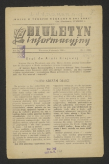 Biuletyn Informacyjny. R.6, nr 1 (6 stycznia 1944) = nr 208
