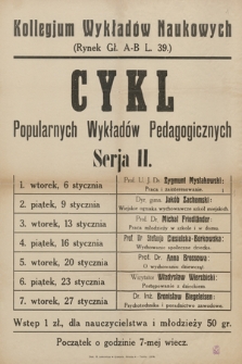 Kollegium Wykładów Naukowych Cykl Popularnych Wykładów Pedagogicznych Serja II