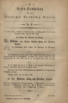 Gesetz-Sammlung für die Königlichen Preußischen Staaten. 1860, Nr. 9 (30 März)
