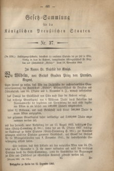 Gesetz-Sammlung für die Königlichen Preußischen Staaten. 1860, Nr. 37 (22 Dezember)