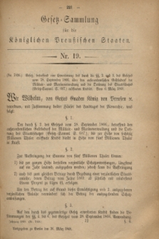 Gesetz-Sammlung für die Königlichen Preußischen Staaten. 1868, Nr. 19 (26 März)