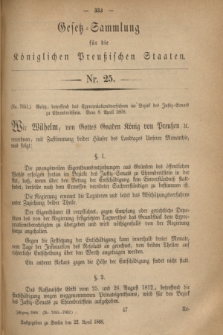 Gesetz-Sammlung für die Königlichen Preußischen Staaten. 1868, Nr. 25 (22 April)