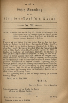 Gesetz-Sammlung für die Königlichen Preußischen Staaten. 1868, Nr. 32 (20 Mai)
