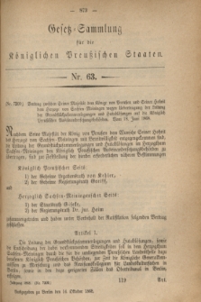 Gesetz-Sammlung für die Königlichen Preußischen Staaten. 1868, Nr. 63 (14 October)