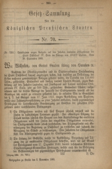Gesetz-Sammlung für die Königlichen Preußischen Staaten. 1868, Nr. 70 (6 November)