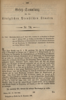 Gesetz-Sammlung für die Königlichen Preußischen Staaten. 1868, Nr. 74 (24 November)