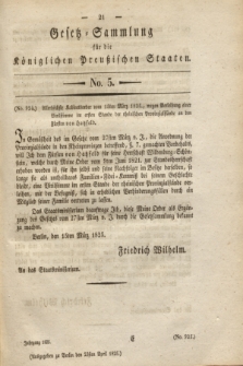 Gesetz-Sammlung für die Königlichen Preußischen Staaten. 1825, No. 5 (23 April)