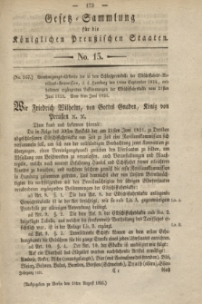 Gesetz-Sammlung für die Königlichen Preußischen Staaten. 1825, No. 15 (15 August)