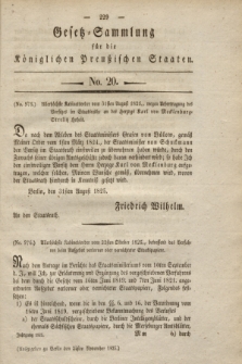 Gesetz-Sammlung für die Königlichen Preußischen Staaten. 1825, No. 20 (24 November)