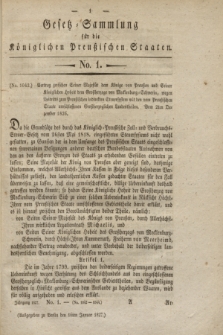 Gesetz-Sammlung für die Königlichen Preußischen Staaten. 1827, No. 1 (16 Januar)