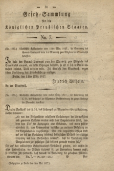 Gesetz-Sammlung für die Königlichen Preußischen Staaten. 1827, No. 7 (3 Mai)